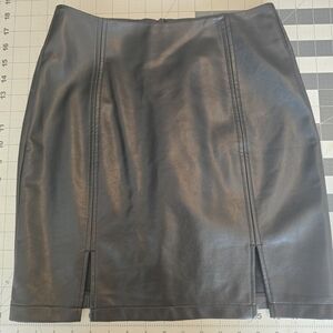 Mango Black Leather Pencil Skirt
